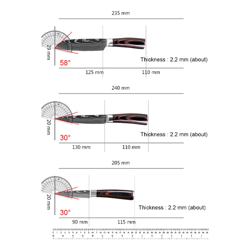 Damascus Pattern Santoku Knife